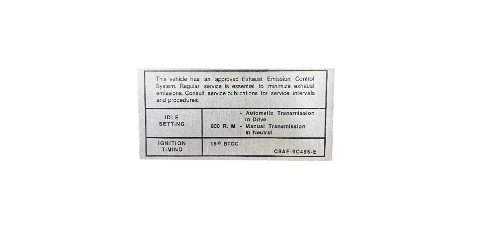 1969 Boss 302/429 Emissions AT/MT C9AE-9C485-E