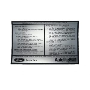 1970 Service Specification Decal