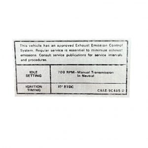 1969 Boss 429 Emissions MT C9AE-9C485-D