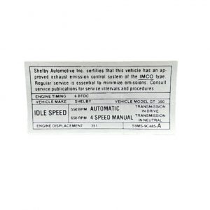 1969 Shelby 351W Emissions 4V S9MS-9C485-A