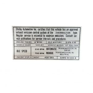 1968 Shelby Emissions AT/MT S8MS-9C485-B