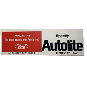 1967 Air Cleaner Service Number Decal C7ZF-9600-F