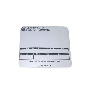1970-1971 Mustang Serial Number Warranty Decal