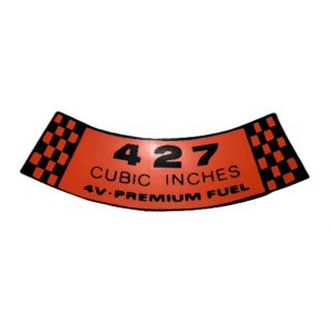 1967-1968 Shelby 427 4V Premium Fuel Air Cleaner Decal