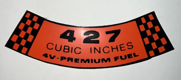 1967-1968 Shelby 427 4V Premium Fuel Air Cleaner Decal
