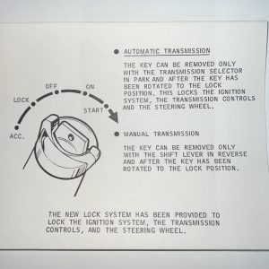 1970 Ford Ignition Lock Sun Visor Instruction Sleeve Decal