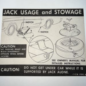 1969-1970 Jack Instruction Decal C9WB-17093-B