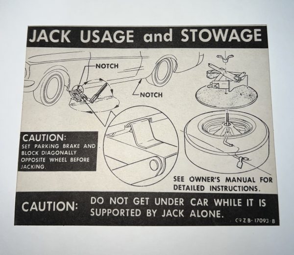 1969-1970 Jack Instruction Decal C9WB-17093-B