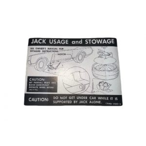 1968-1970 Car Jack and Stowage Decal C8WD-17093-D
