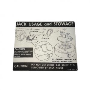 1969 Jack Instruction Decal C9ZB-17093-B