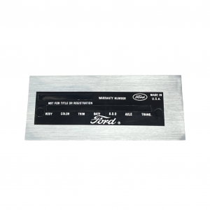 1966-1967 Mustang Serial Number Door Data Plate Decal